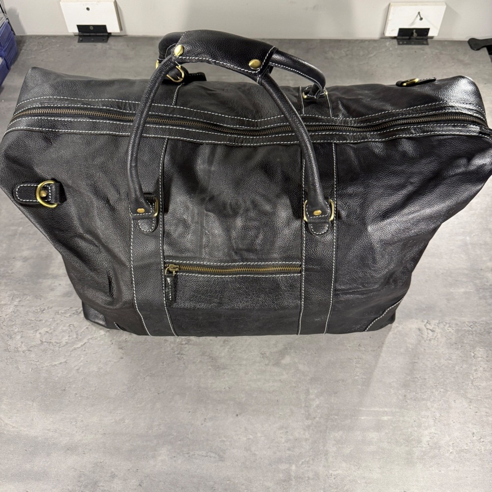 Denver Leather Craft Duffel Bag 30" Black Soft Alexander Leather Travel Luggage